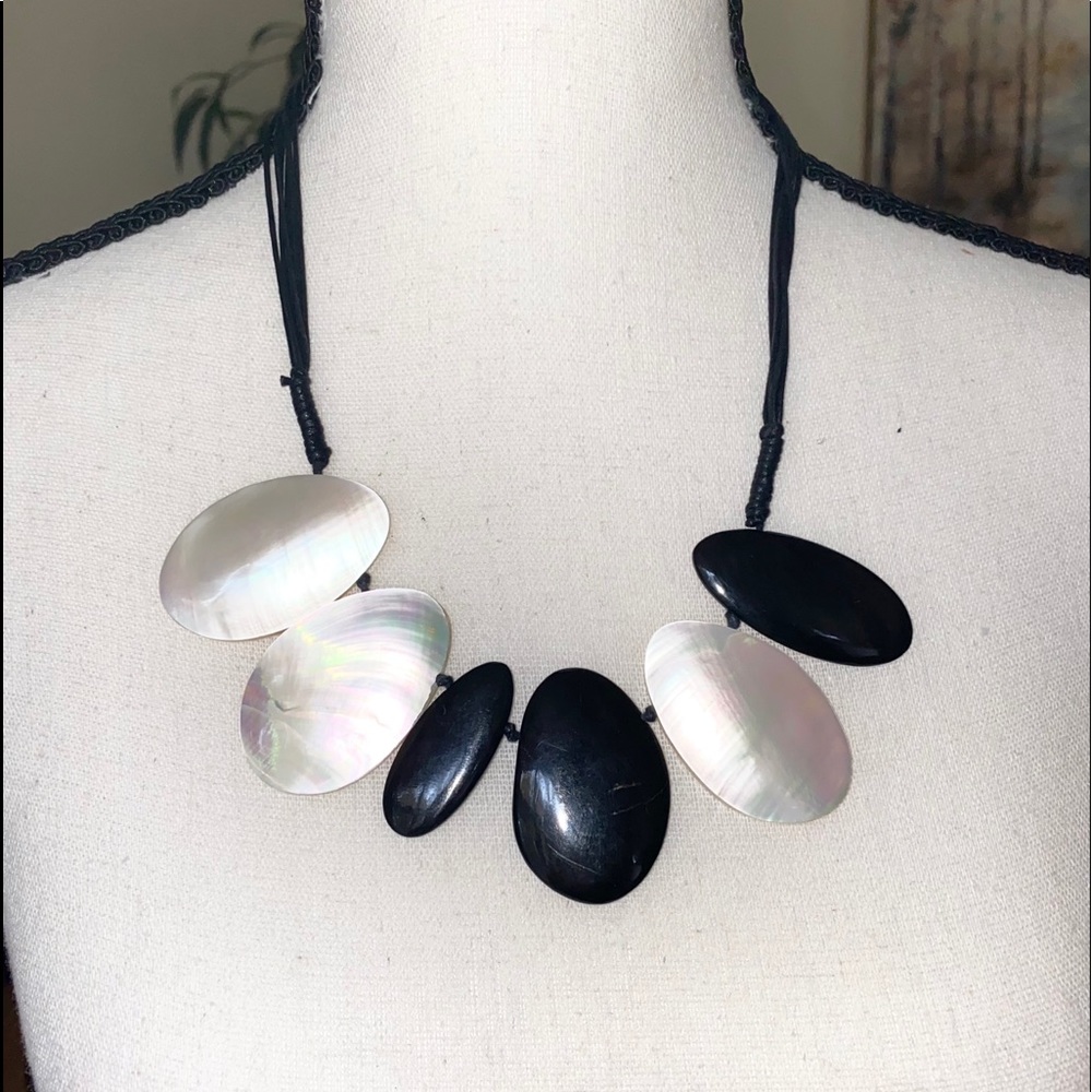 Mother of Pearl Ebony Wood African Necklace